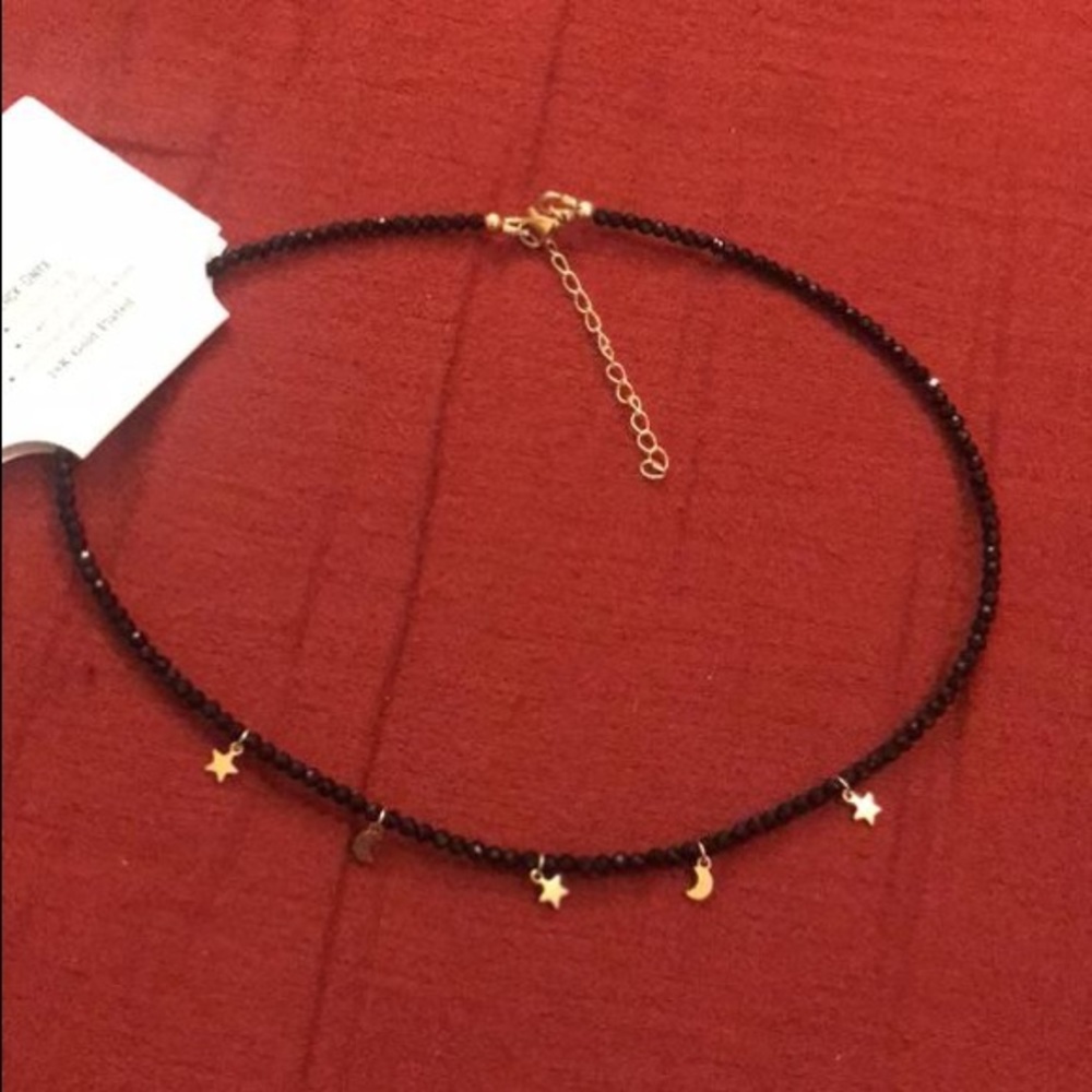 18K Gold Plated Black ONYX Choker necklace—jewelry